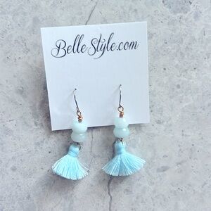 Bellestyle Tennessee Amazonite Cotton Tassel Drop Earrings
